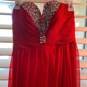 Strapless, lace-up back prom dress